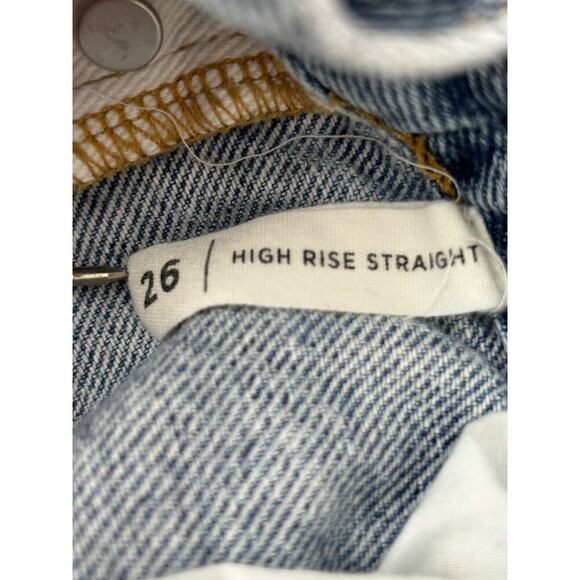 PacSun Jeans Womens Size 26 Two Toned High Rise Straight Button Fly Undone Hem - Picture 8 of 14